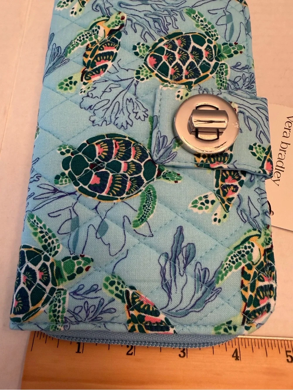 Vera Bradley Sea Turtles Coral Essential Turnlock Wallet NWT ~Exact Item ~ - Picture 6 of 6